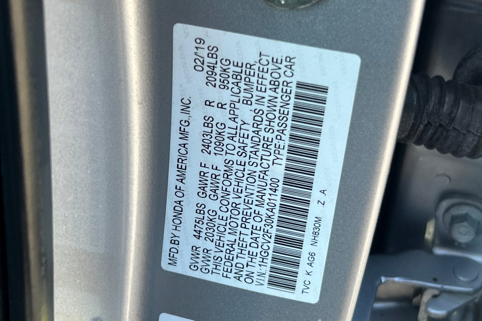 2019 Honda Accord Sedan Sport 2.0T