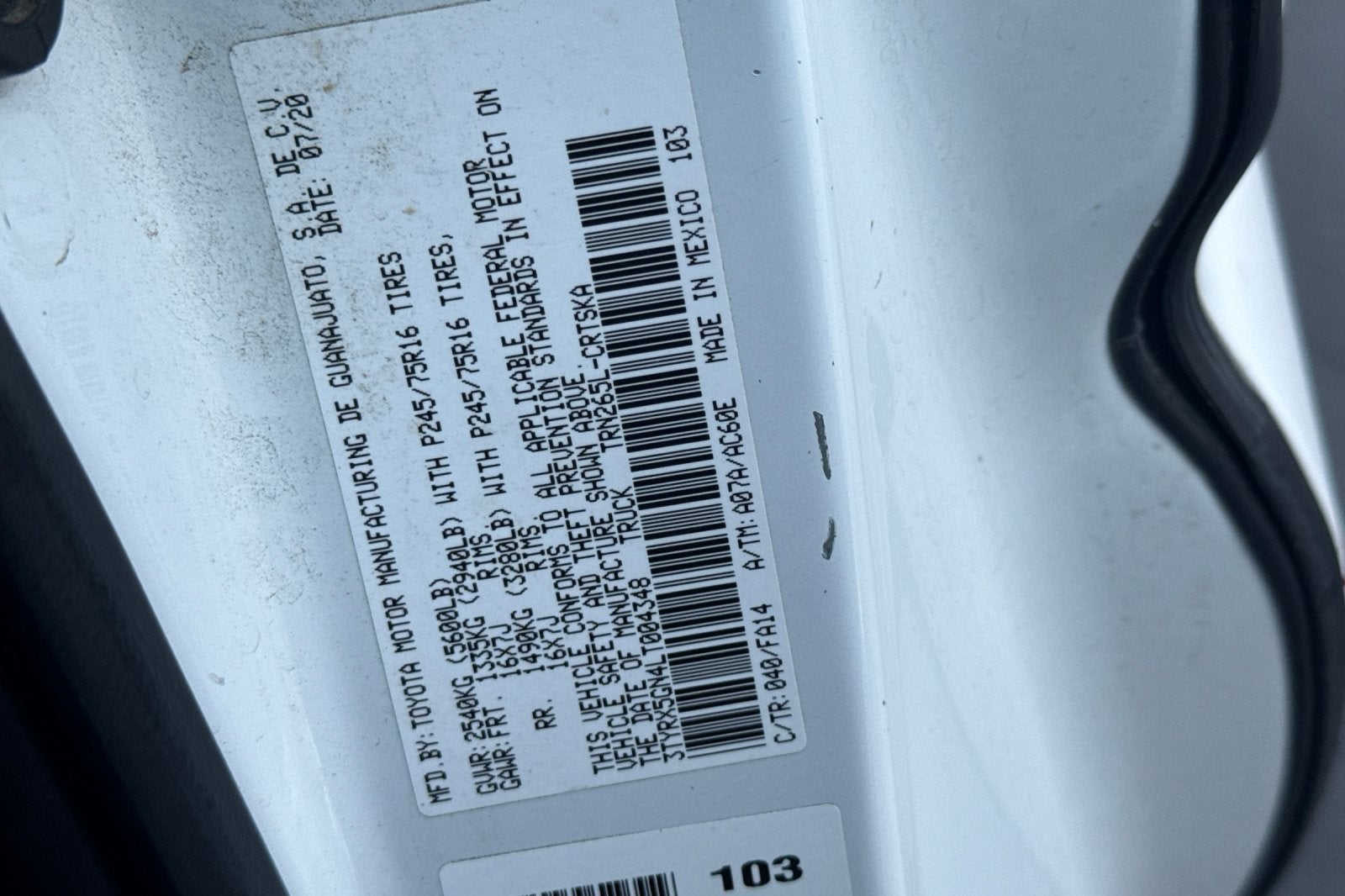 2020 Toyota Tacoma SR