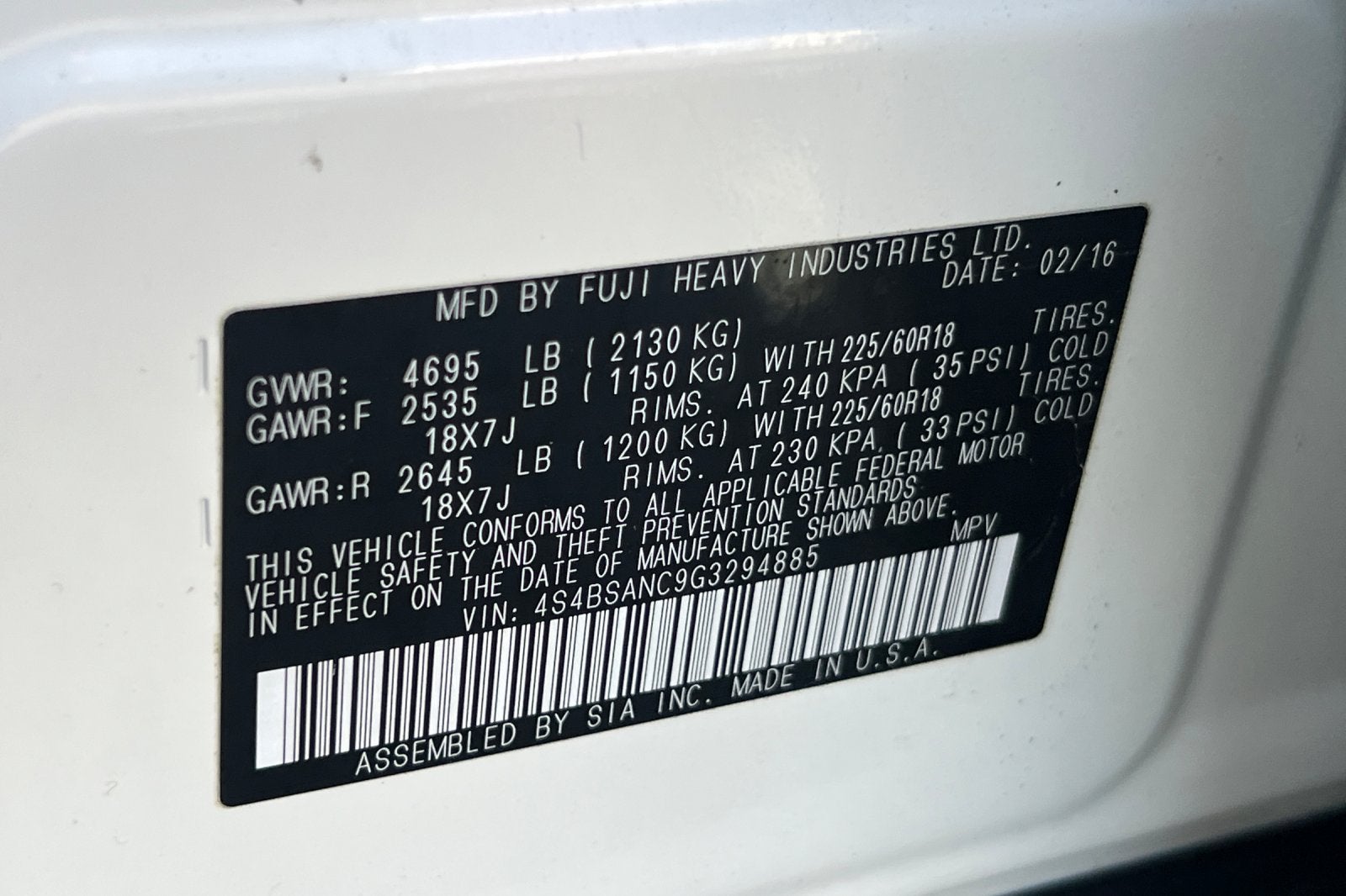 2016 Subaru Outback 2.5i Limited