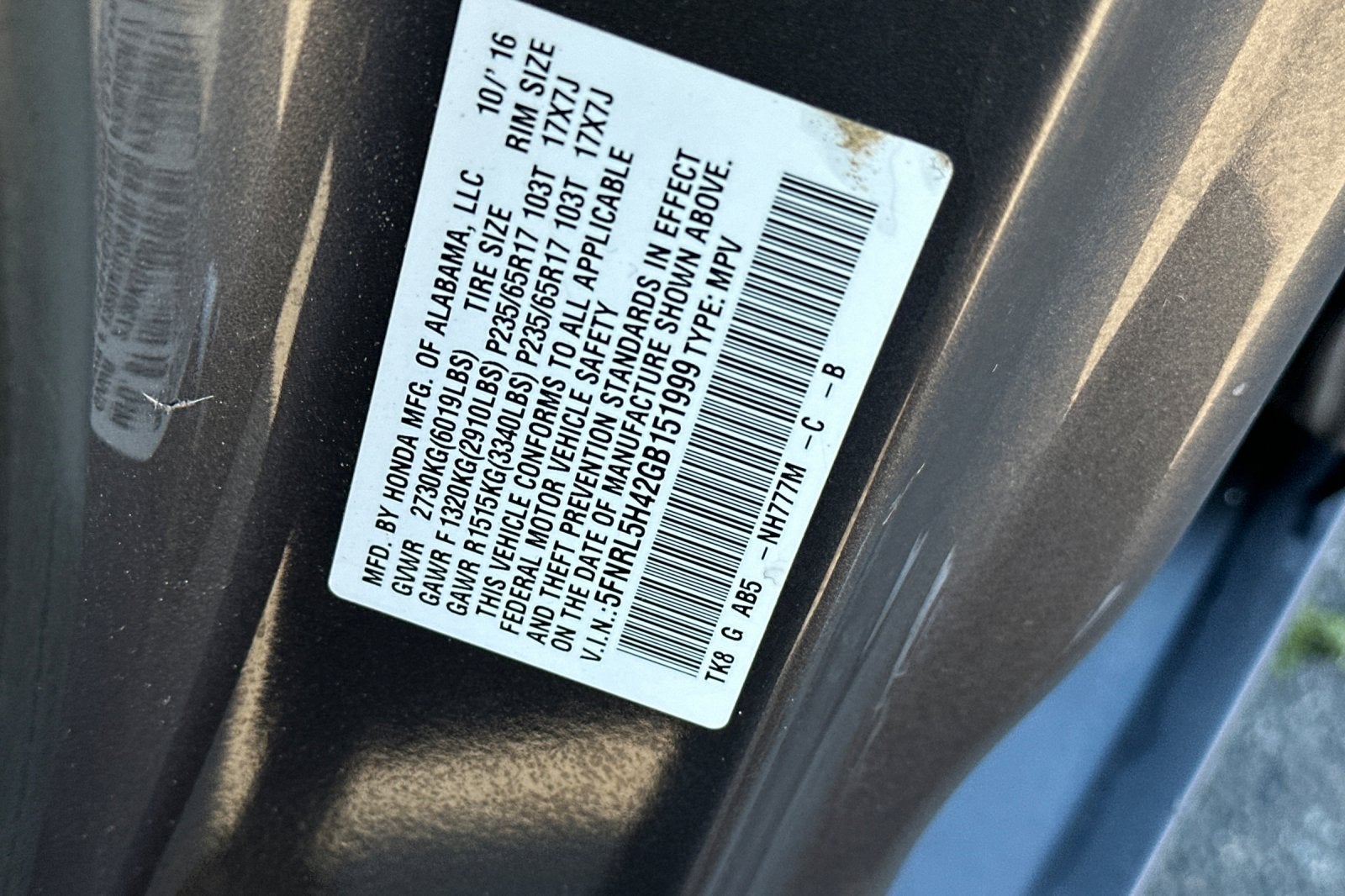 2016 Honda Odyssey EX