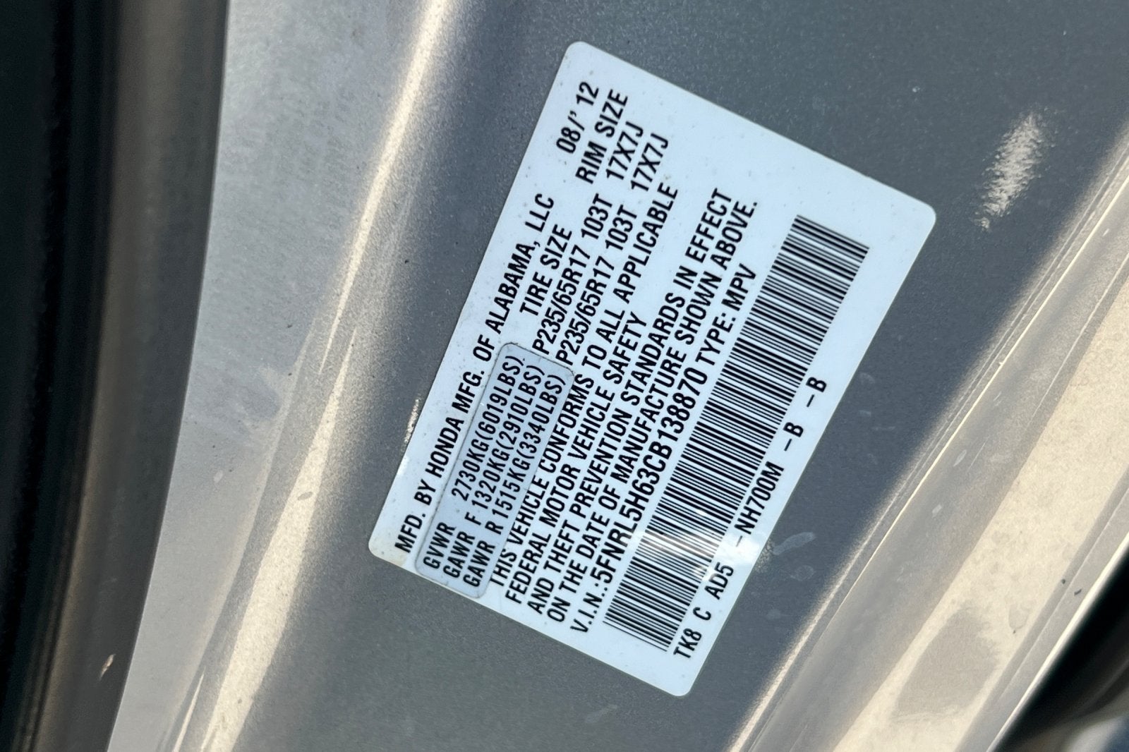 2012 Honda Odyssey Base
