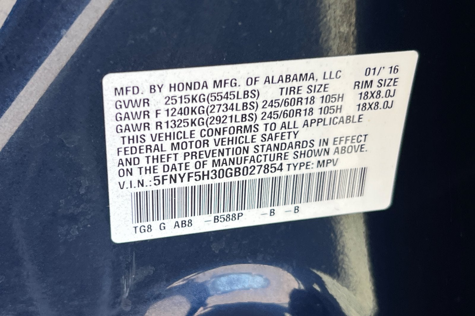 2016 Honda Pilot EX