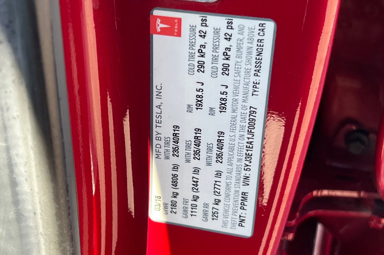 2018 Tesla Model 3 Long Range Battery