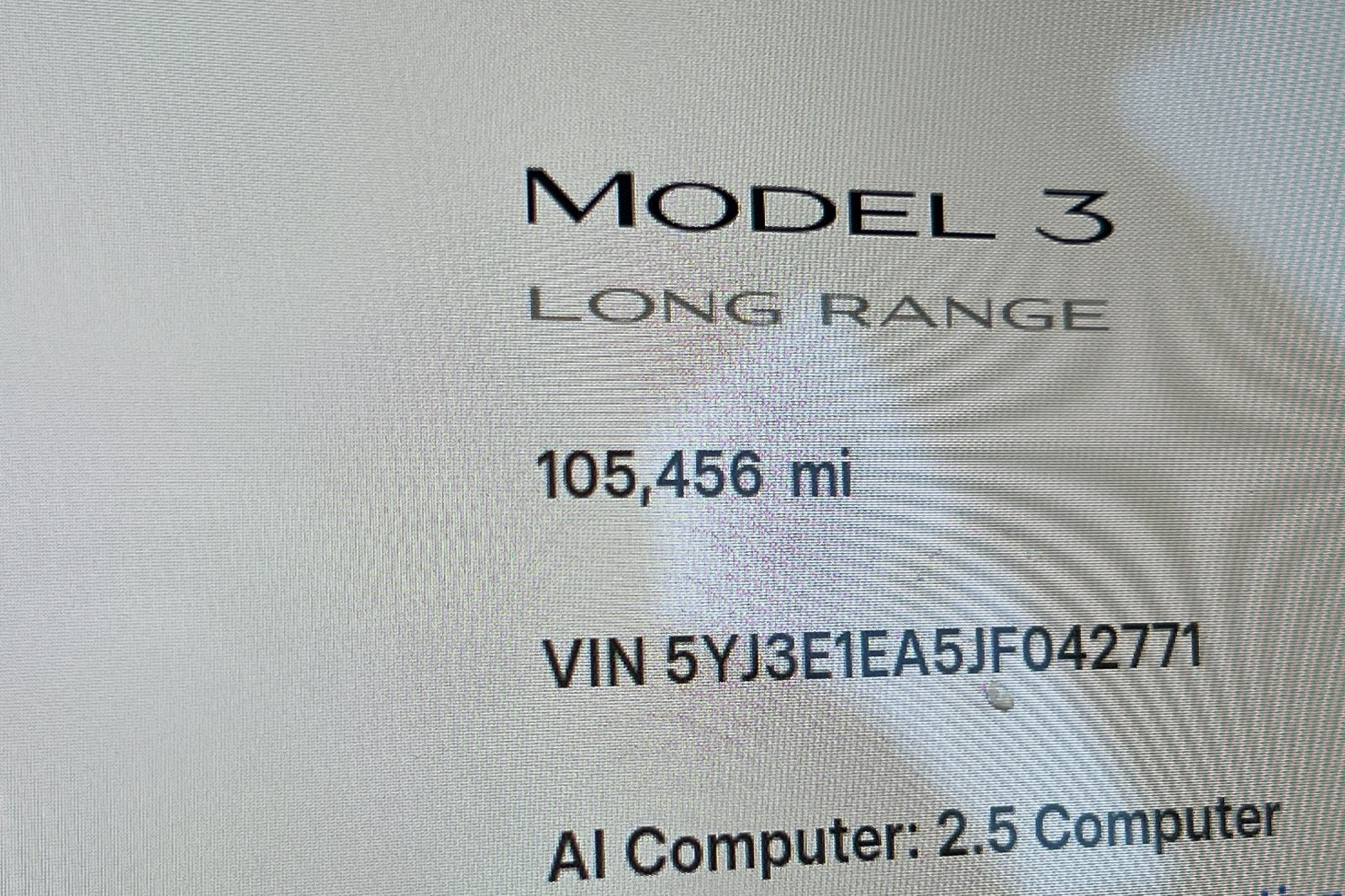 2018 Tesla Model 3 Long Range Battery