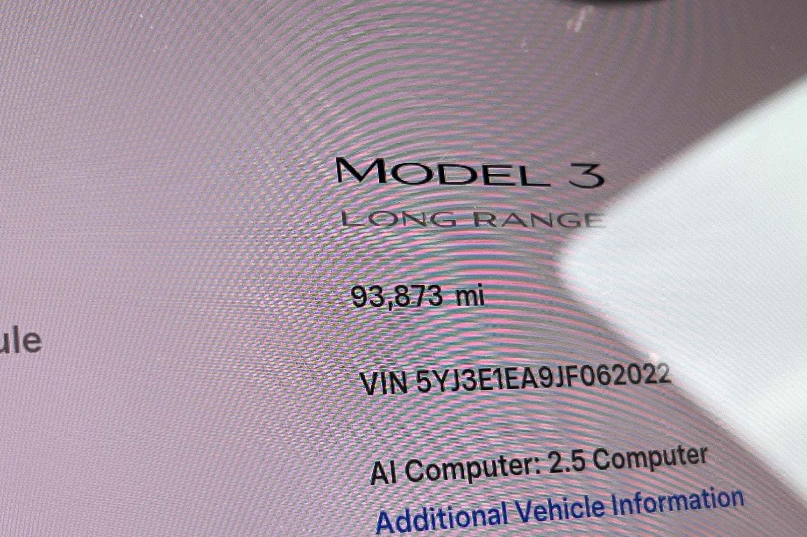 2018 Tesla Model 3 Long Range Battery
