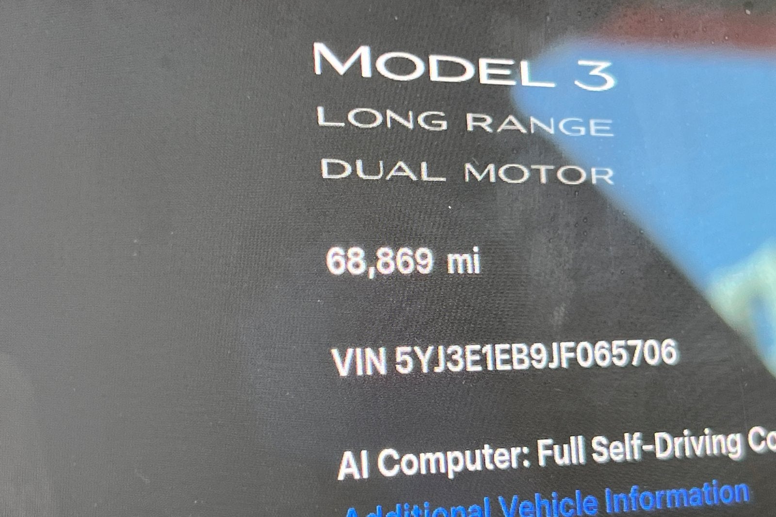 2018 Tesla Model 3 Long Range Battery