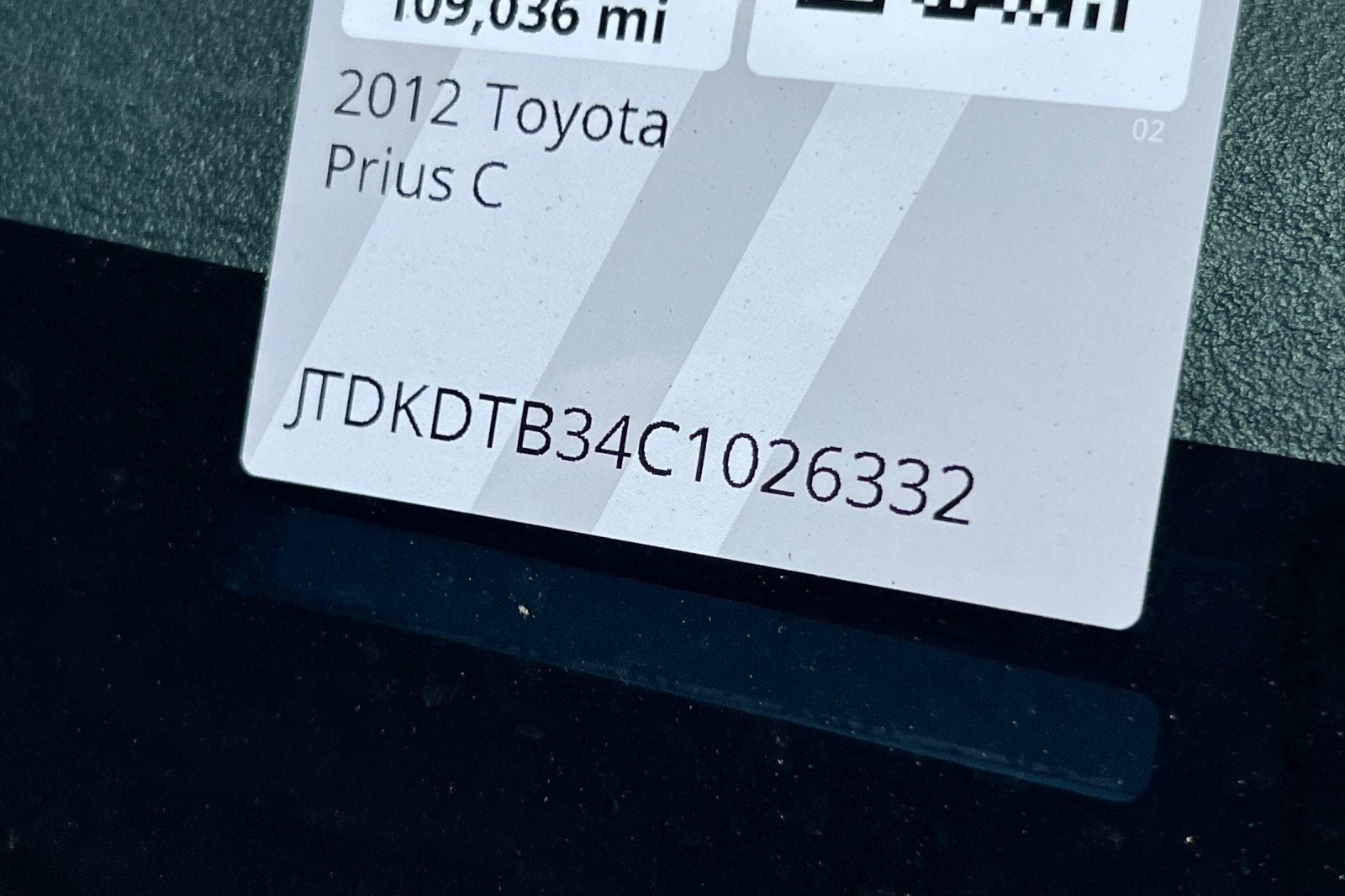 2012 Toyota Prius c Two