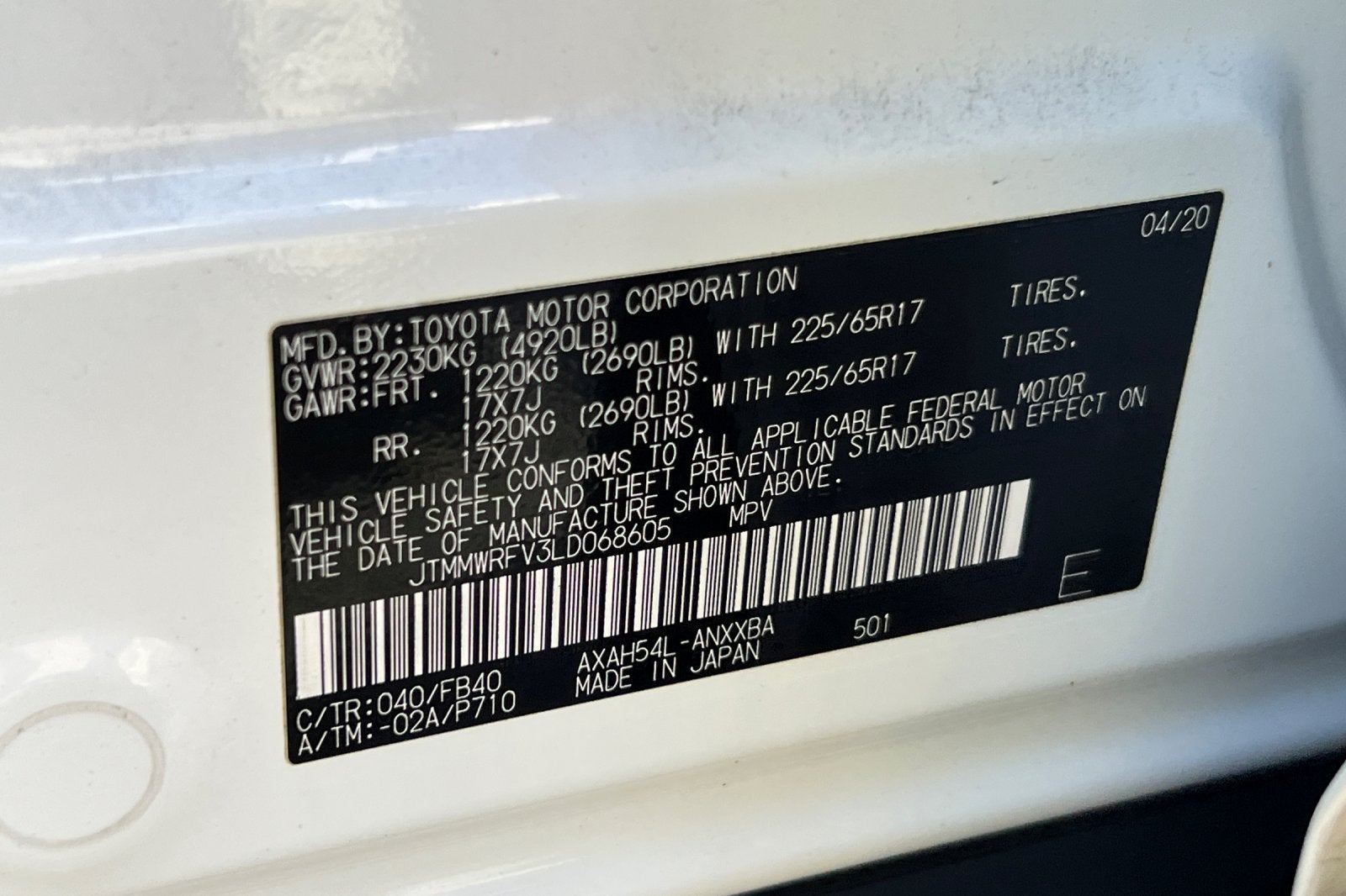 2020 Toyota RAV4 Hybrid LE